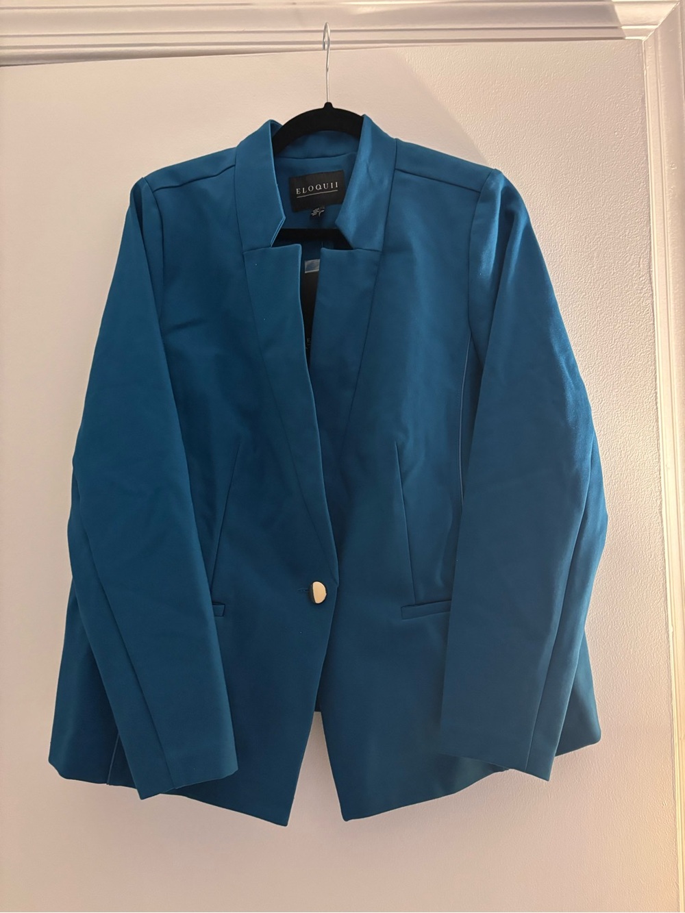 Eloquii Teal Ultimate Stretch Single-Button Blazer Jacket